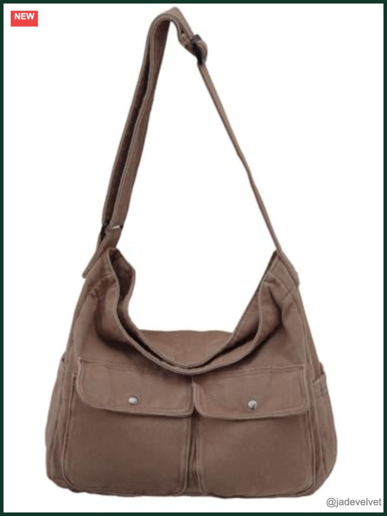 Canvas Messenger Bag Large Crossbody Tote Shoulder Bag With Adjustable Strap